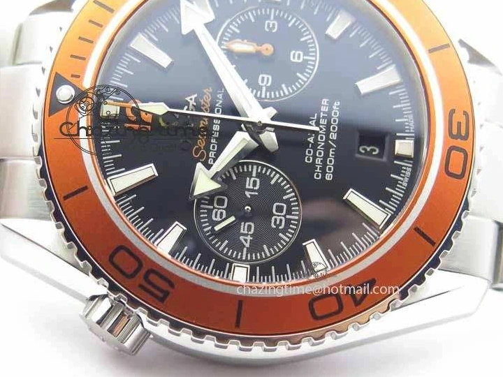 0110 Sophisticated Planet Ocean Master Chronometer Chrono SS OM 1:1 Best Edition Orange On SS Bracelet A 8156